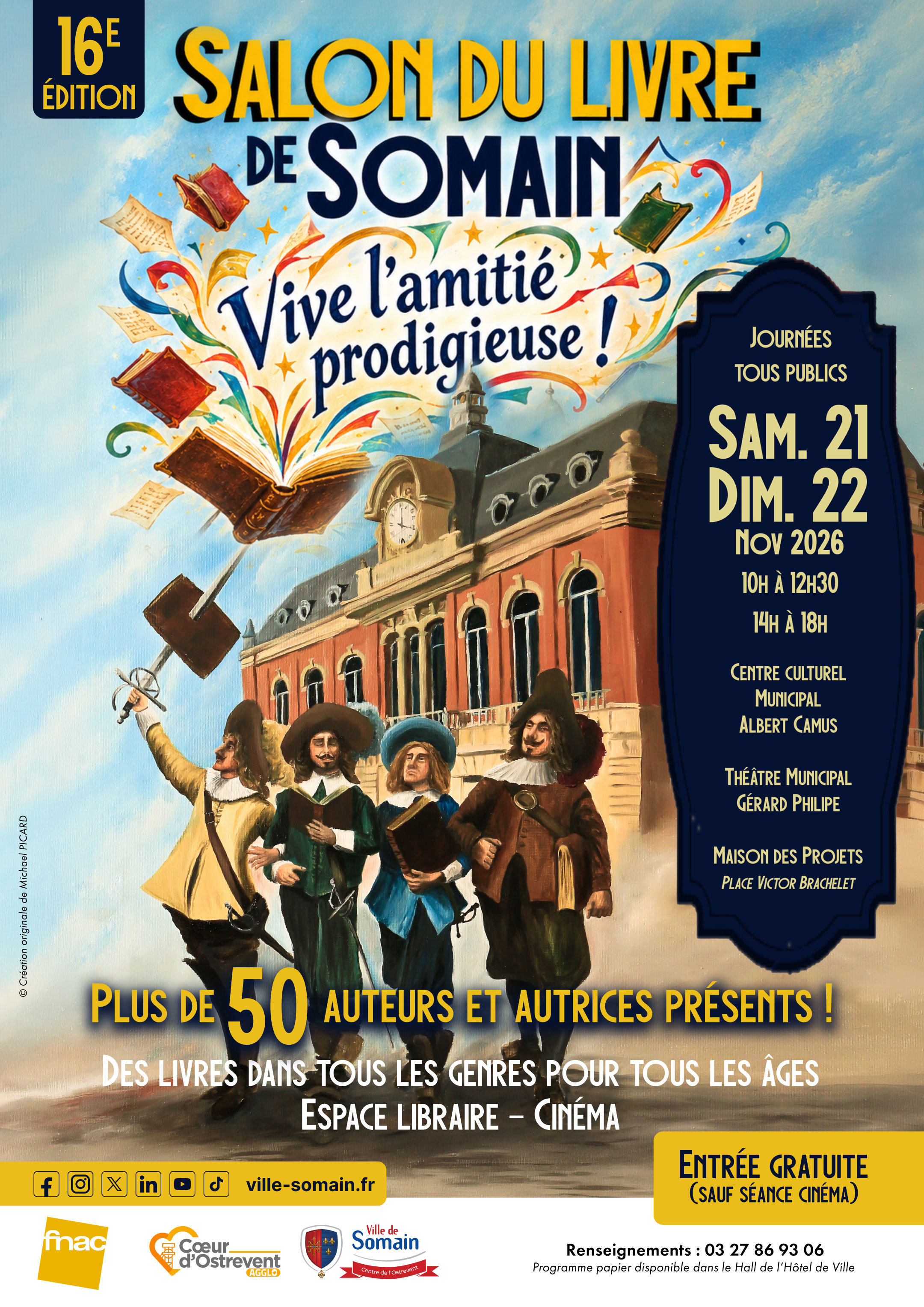 16è Salon du livre de Somain - L'affiche du 16è Salon du livre de Somain — Illustration par Michaël Picard