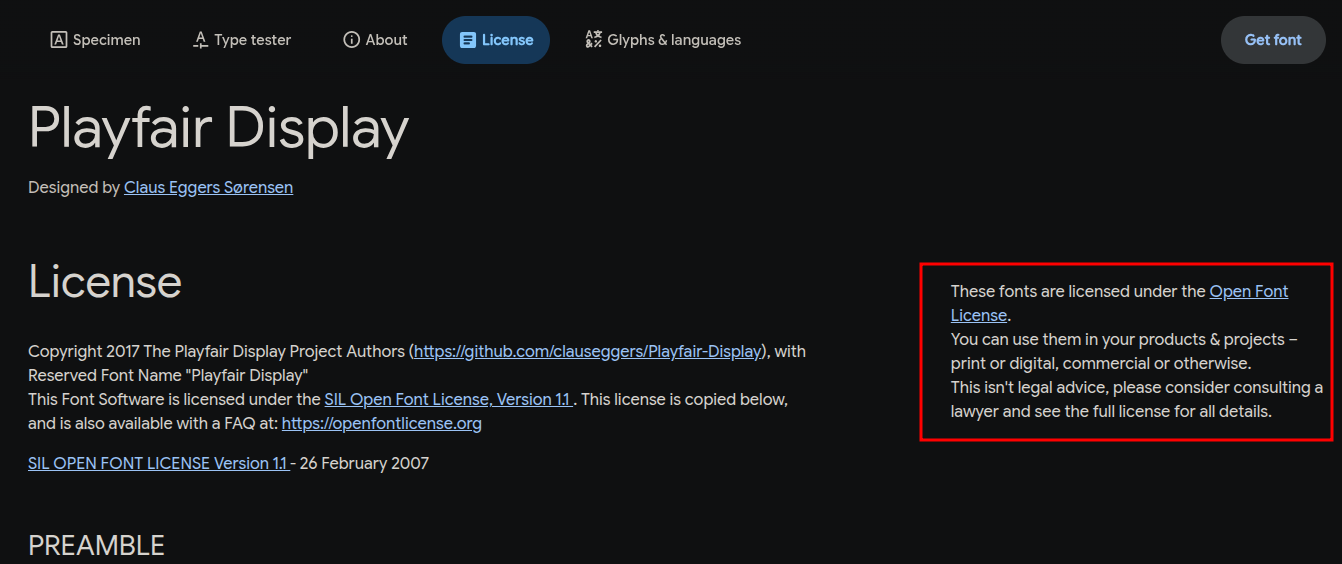 Une police sous licence OFL sur Google Fonts