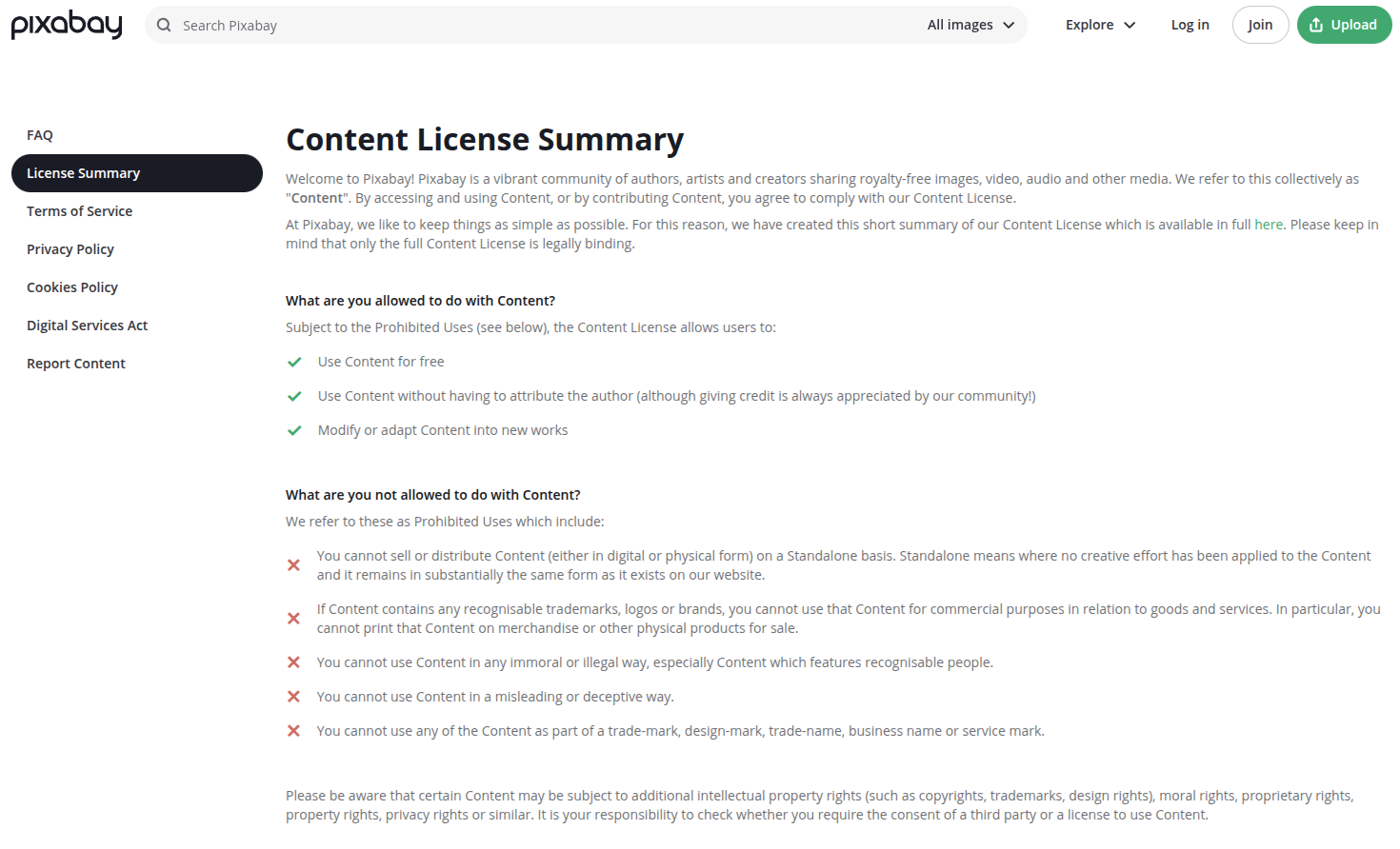 Capture d'écran du site Pixabay