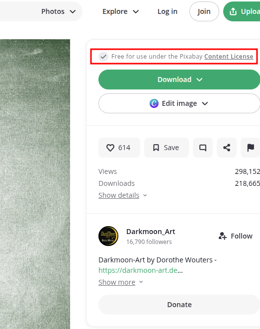 Capture d'écran du site Pixabay